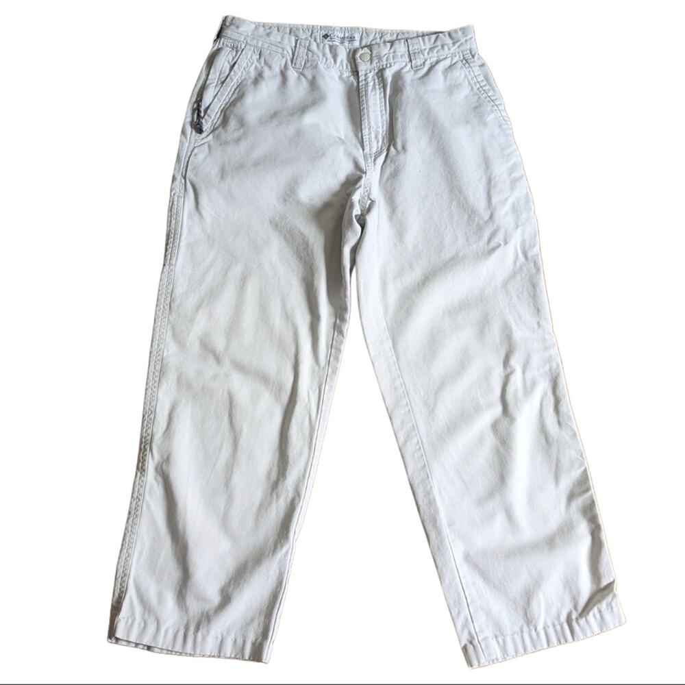 Vintage Columbia Khaki Cropped Outdoor Hiking Zip Pocket High Rise Pants